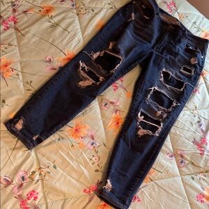 Judy Blue Ripped Boyfriend Jeans in Dark Wash